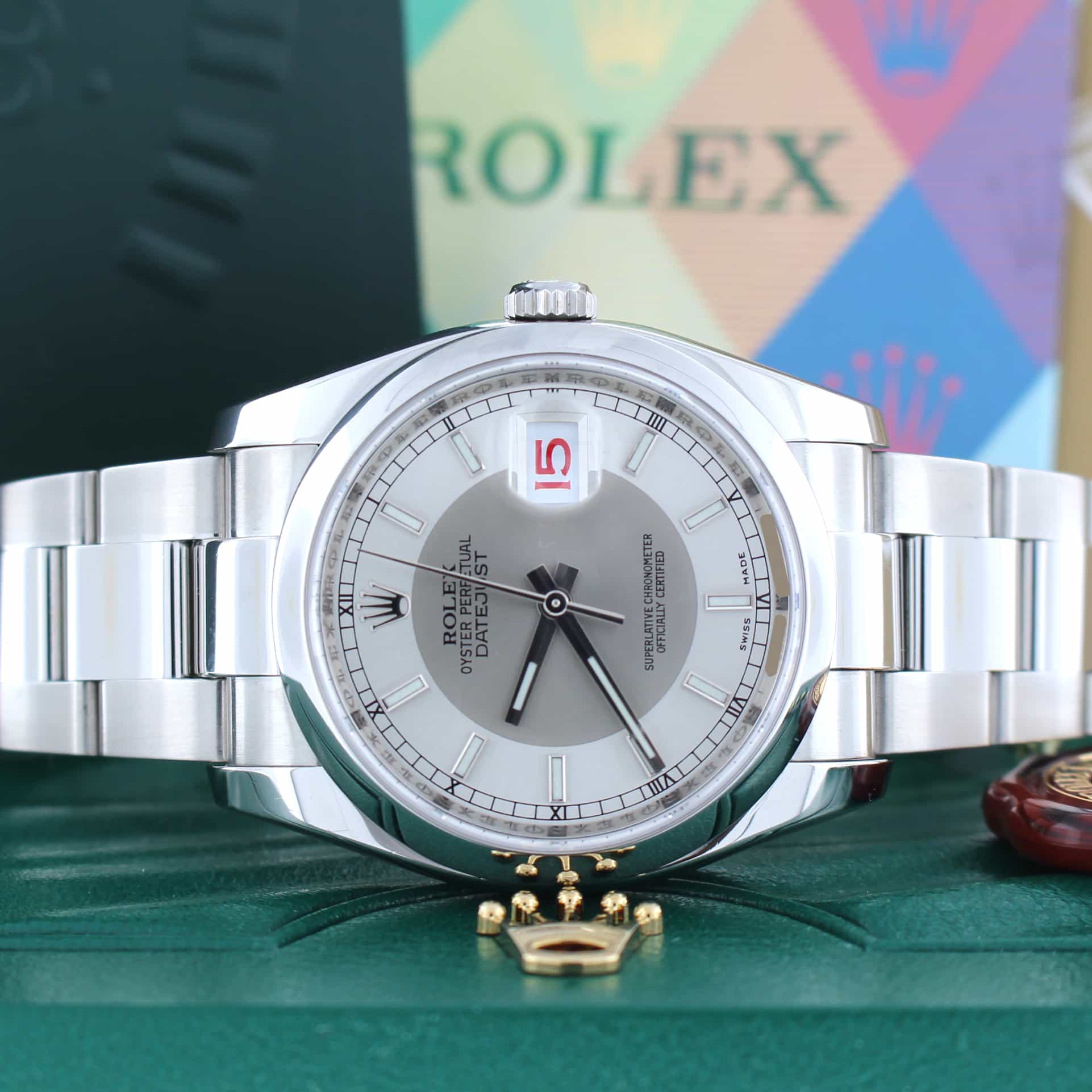 Rolex Datejust Silver Dial 36MM New Style Automatic Stainless Steel Mens Watch 116200 - Image 2