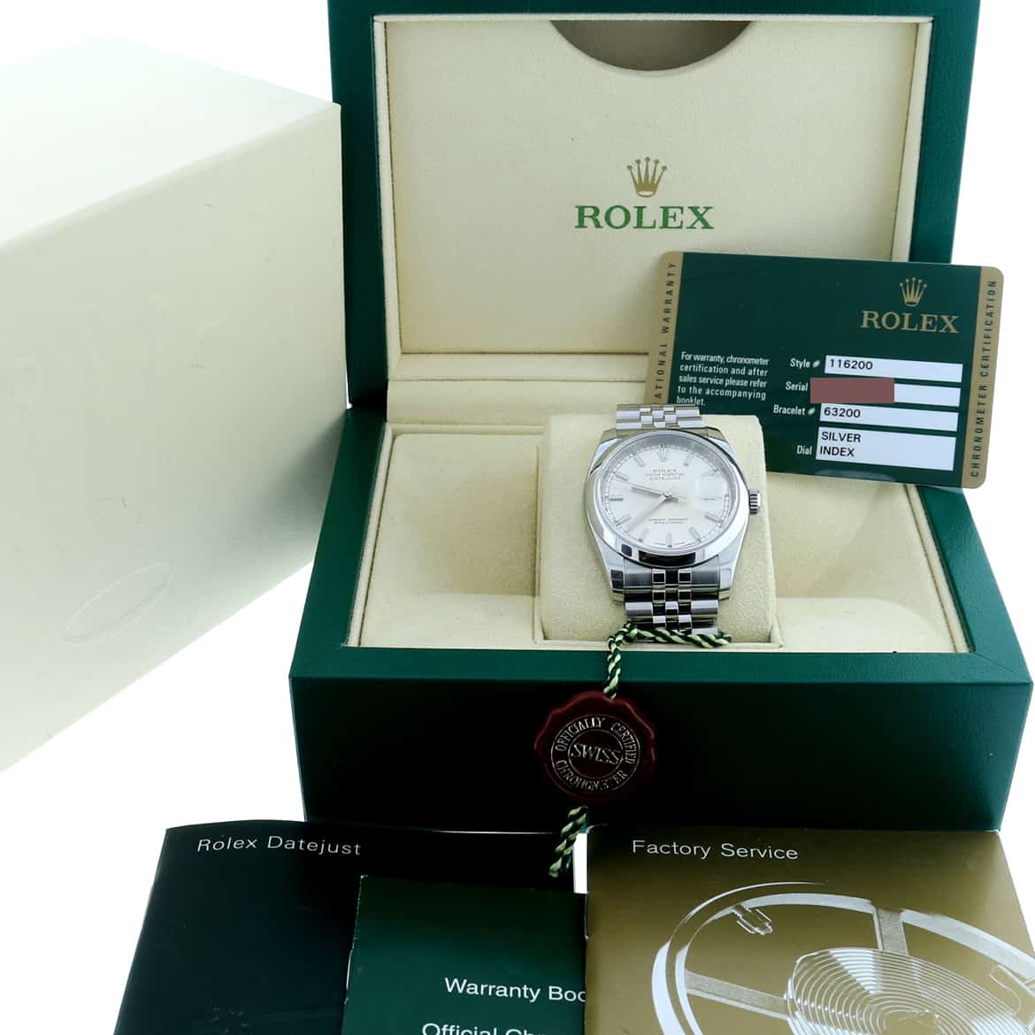 Rolex Datejust Silver Dial 36MM Smooth Domed Bezel Automatic Stainless Steel Mens Watch 116200 - Image 3
