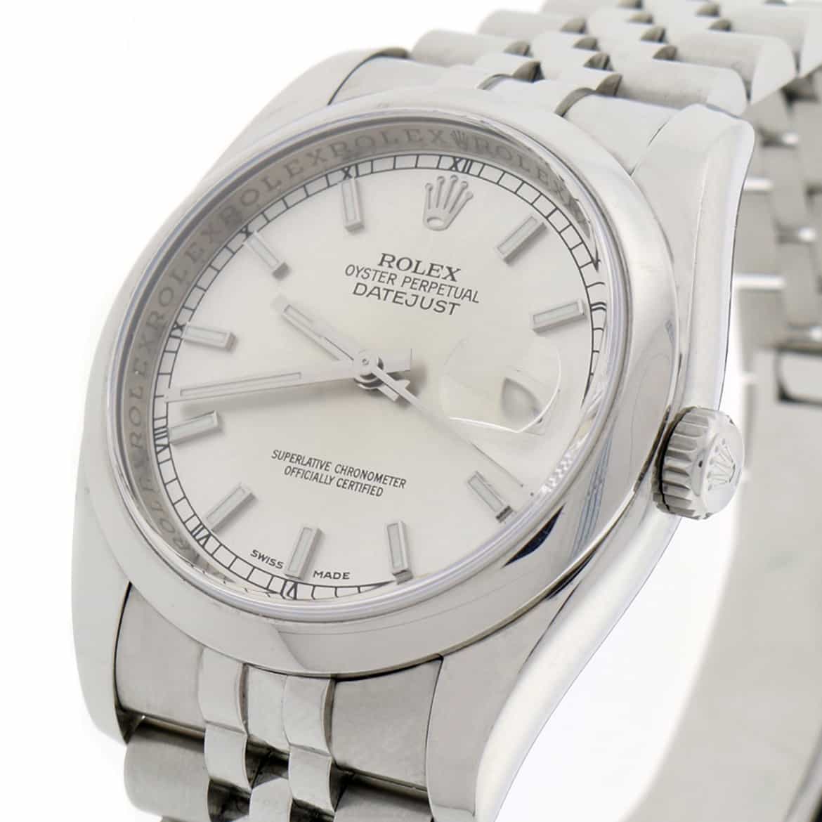 Rolex Datejust Silver Dial 36MM Smooth Domed Bezel Automatic Stainless Steel Mens Watch 116200 - Image 5