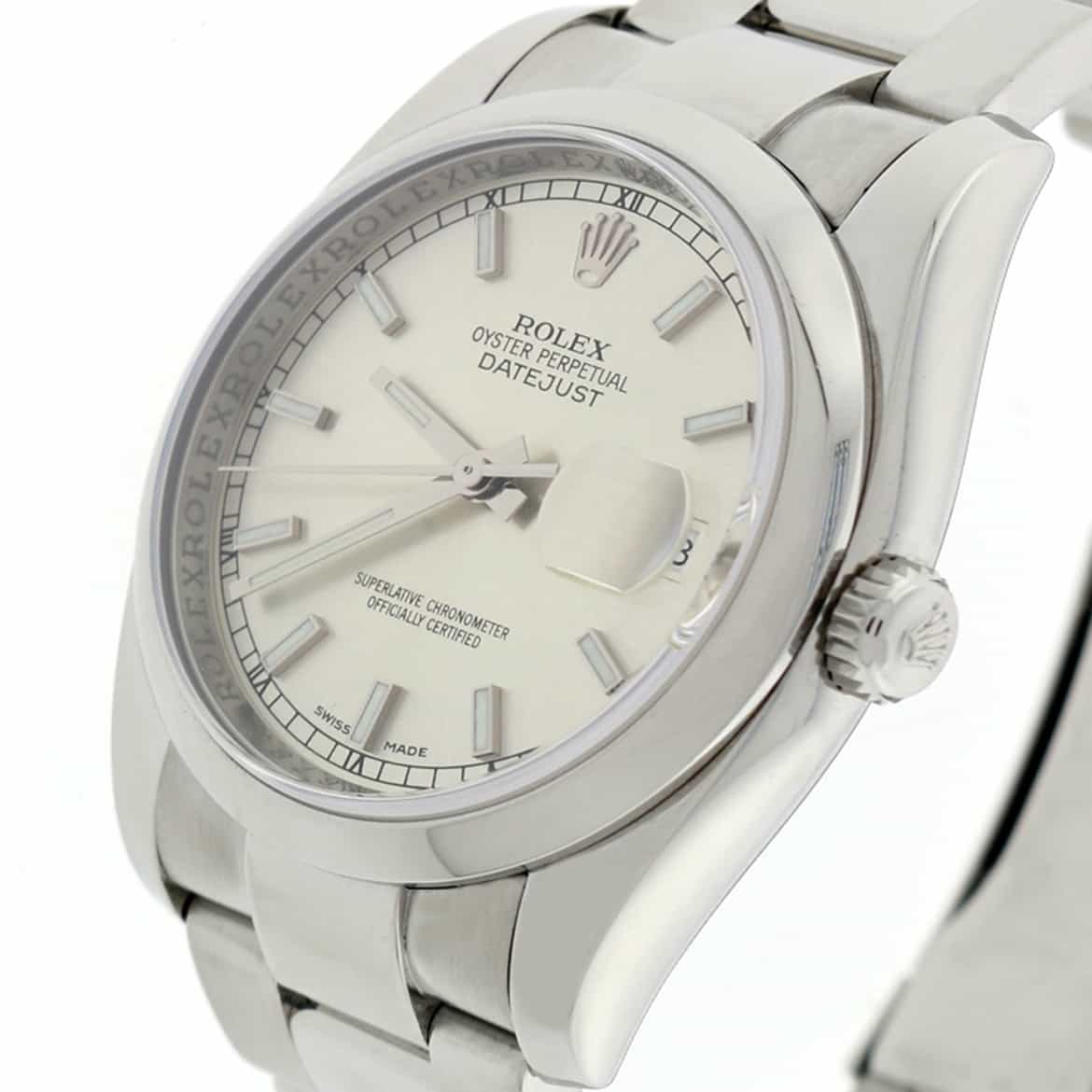Rolex Datejust Silver Dial 36MM Smooth Domed Bezel Oyster Stainless Steel Mens Watch 116200 - Image 5