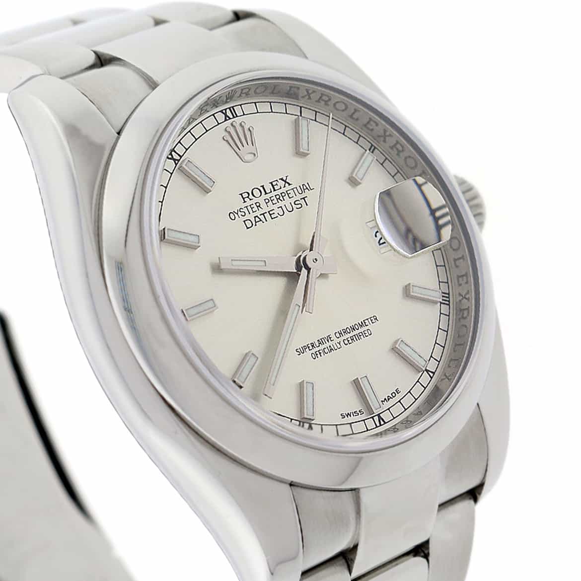 Rolex Datejust Silver Dial 36MM Smooth Domed Bezel Oyster Stainless Steel Mens Watch 116200 - Image 6