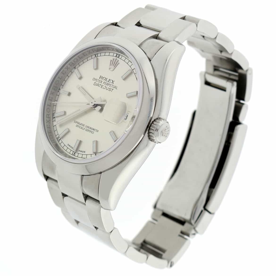 Rolex Datejust Silver Dial 36MM Smooth Domed Bezel Oyster Stainless Steel Mens Watch 116200 - Image 8