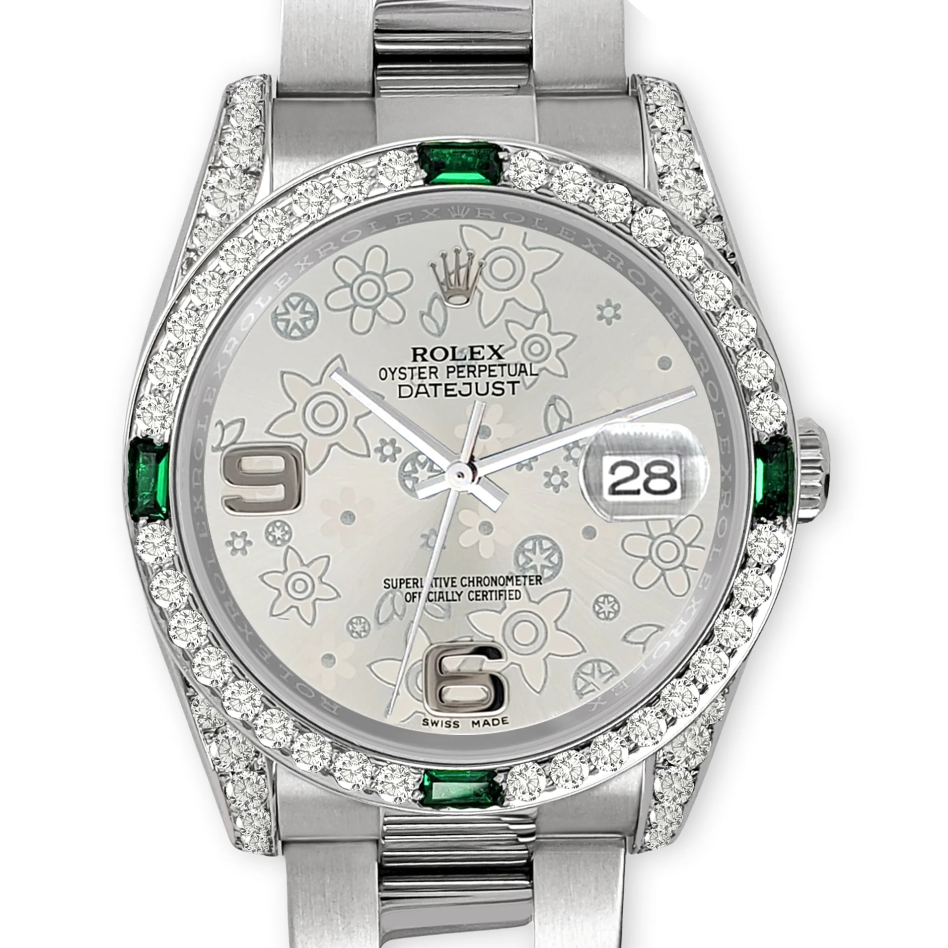 Rolex Datejust Silver Floral Dial 36mm 2.5ct Diamond Bezel 116200 Steel Watch - Image 3