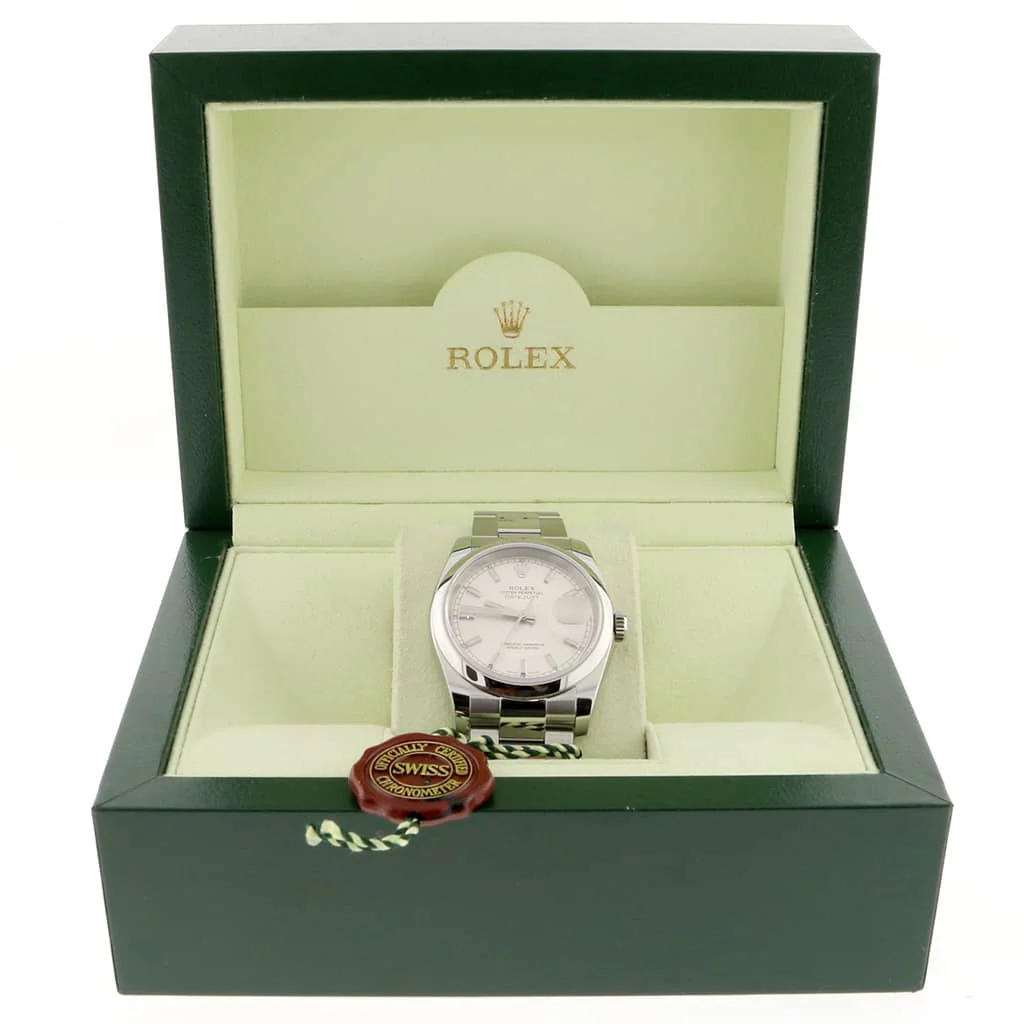 Rolex Datejust Silver Index Dial 36MM Smooth Domed Bezel Stainless Steel Automatic Oyster Mens Watch 116200 - Image 3