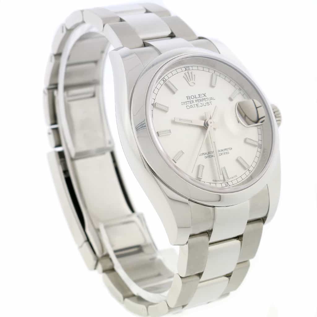 Rolex Datejust Silver Index Dial 36MM Smooth Domed Bezel Stainless Steel Automatic Oyster Mens Watch 116200 - Image 4