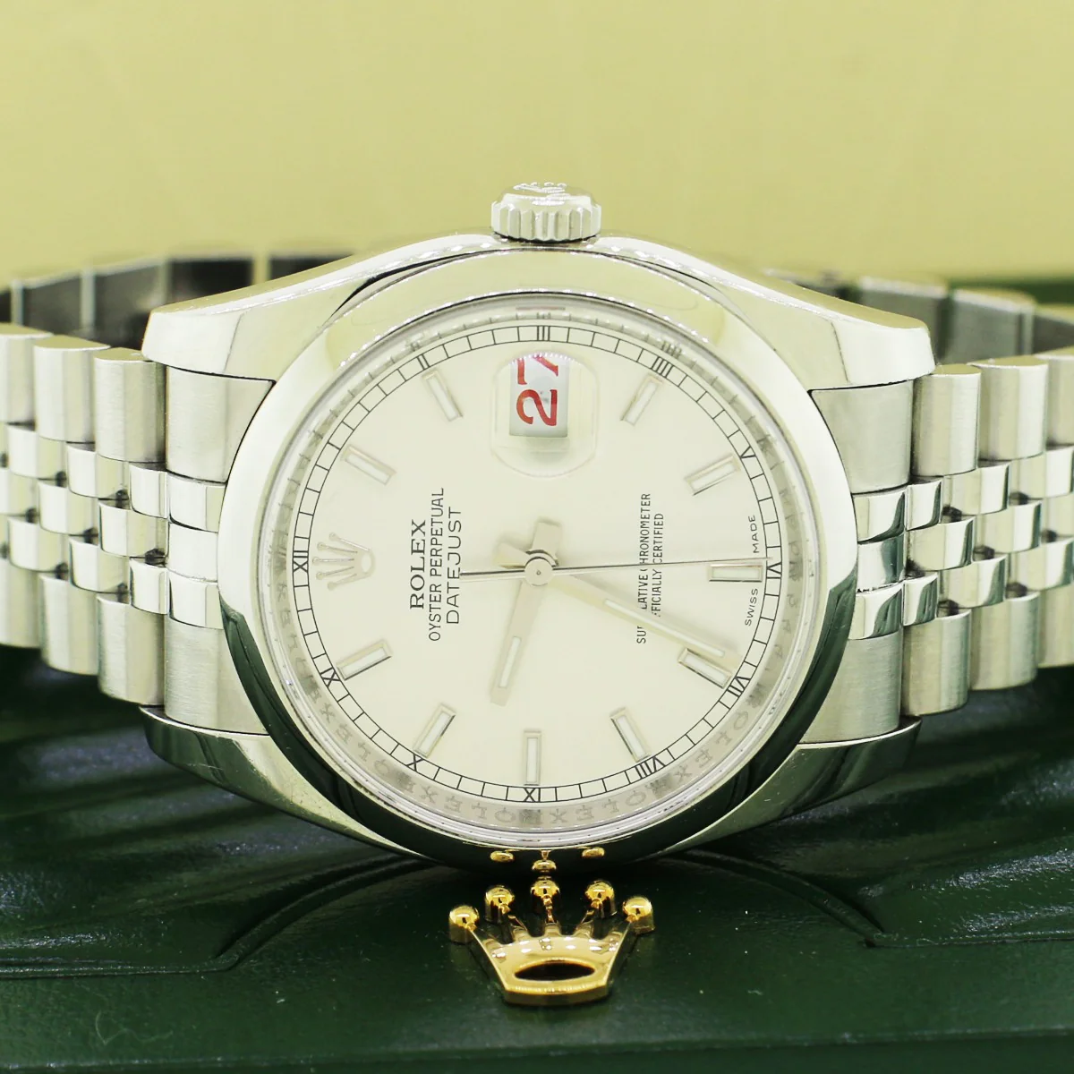 Rolex Datejust Silver Index Dial 36mm Steel Jubilee Watch 116200 Box Papers - Image 2