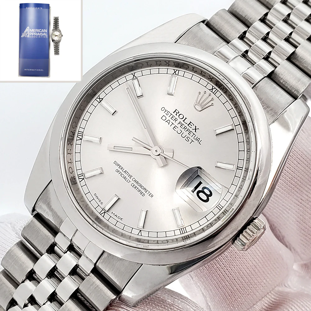 Rolex Datejust Silver Index Steel Jubilee 36mm Watch 116200