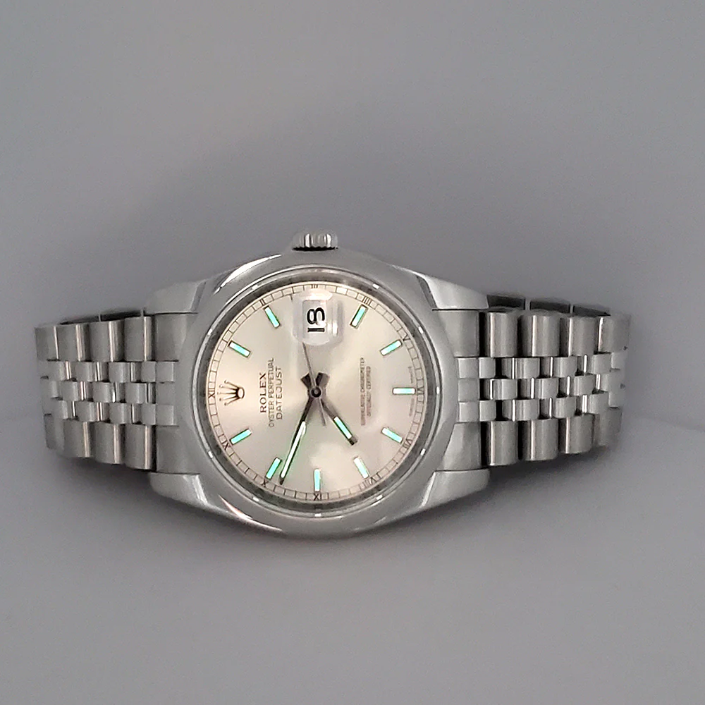 Rolex Datejust Silver Index Steel Jubilee 36mm Watch 116200 - Image 7