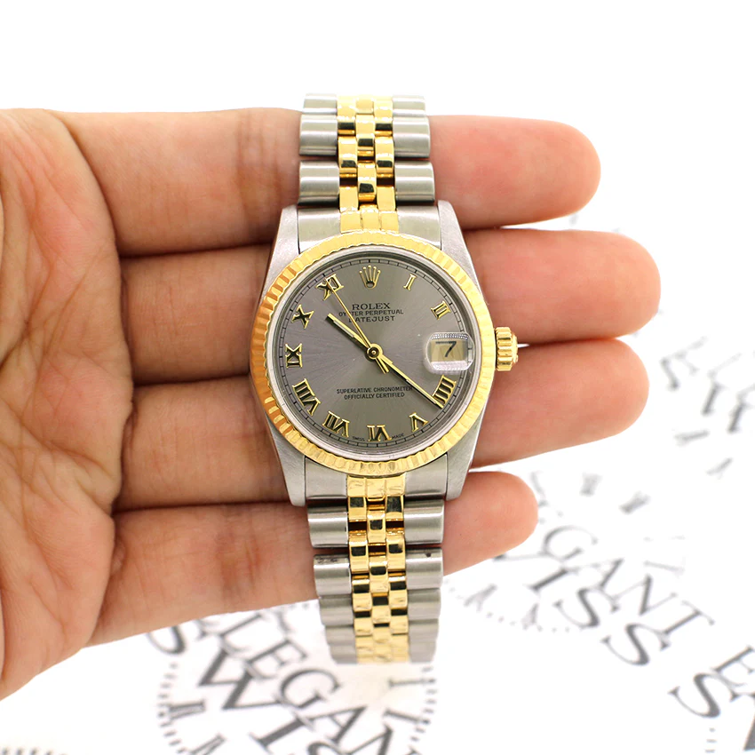 Rolex Datejust Silver Roman Dial Midsize 31mm Womens Jubilee Watch 68273 - Image 5