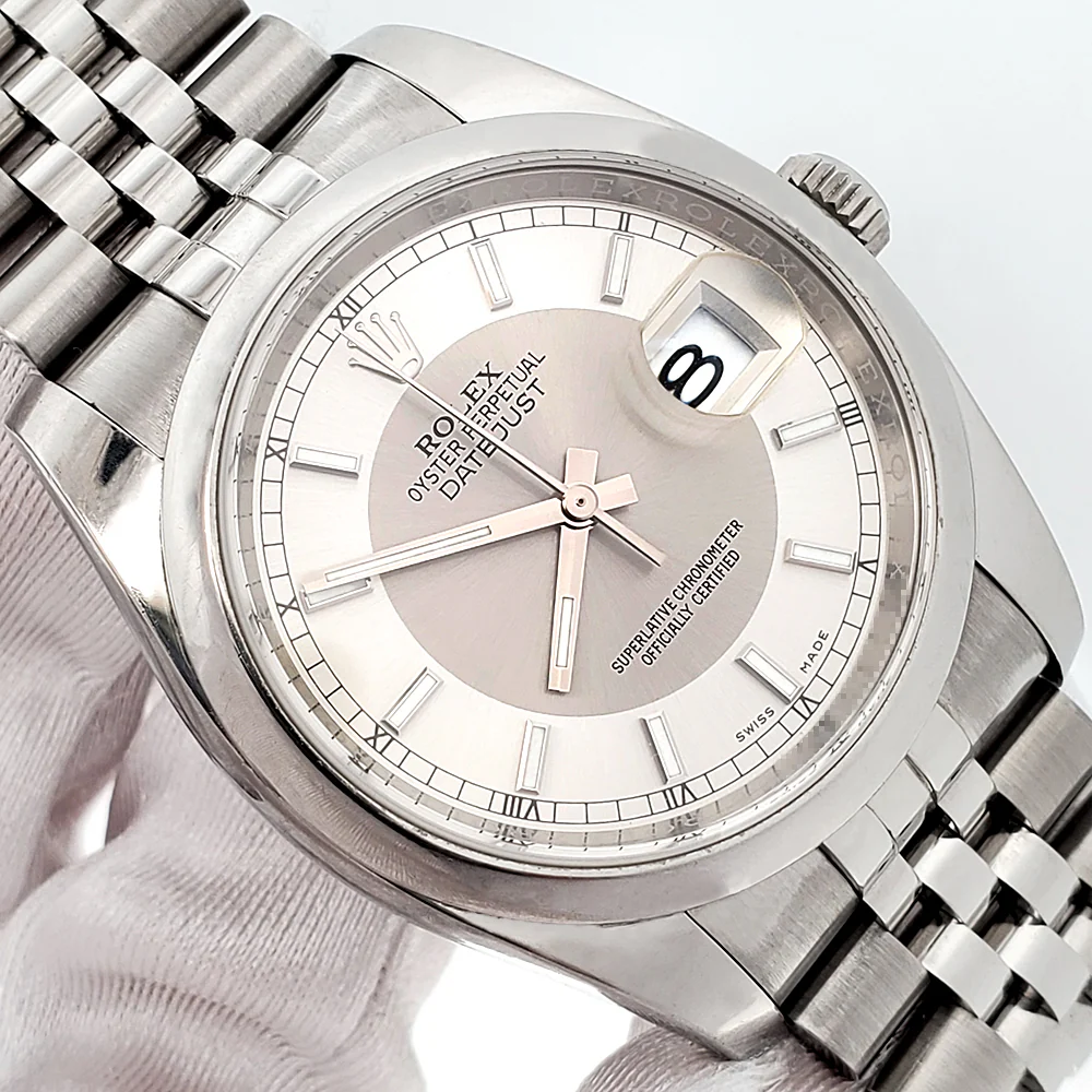 Rolex Datejust Silver Tuxedo Dial 116200 Steel Jubilee 36mm Watch Box Papers - Image 2