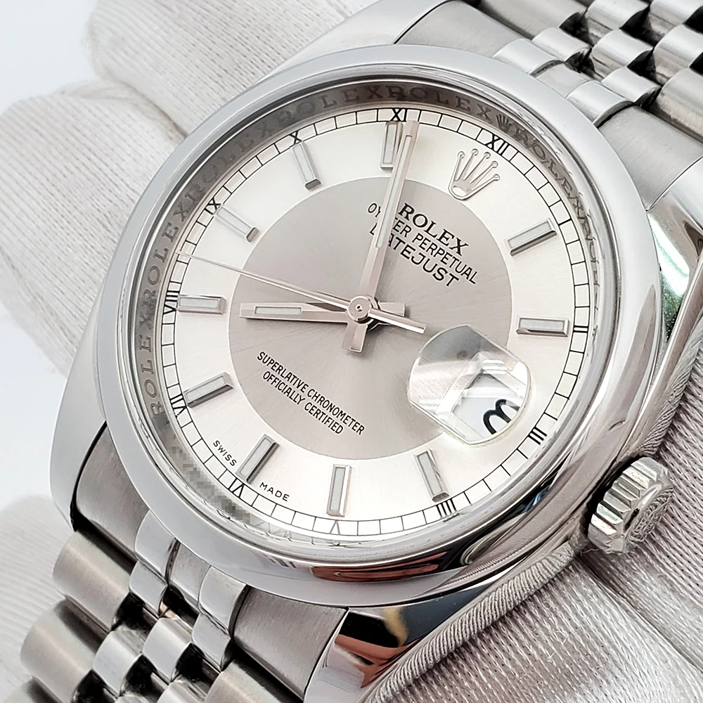 Rolex Datejust Silver Tuxedo Dial 36mm 116200 Steel Jubilee Watch