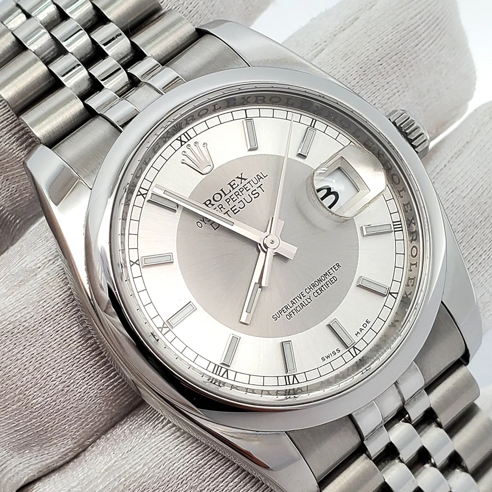 Rolex Datejust Silver Tuxedo Dial 36mm 116200 Steel Jubilee Watch - Image 2