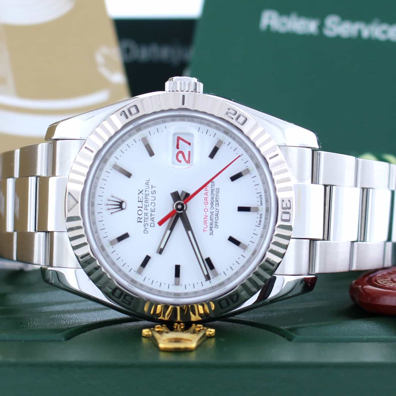 Rolex Datejust Thunderbird Turnograph 18K White Gold Bezel 36MM Automatic Mens Watch 116264 - Image 2