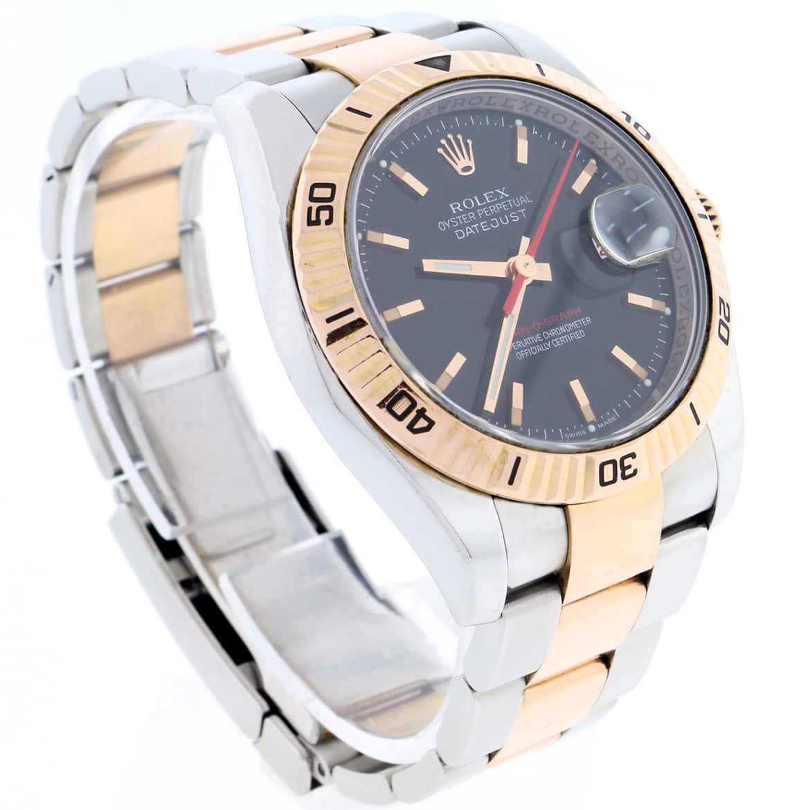 Rolex Datejust Thunderbird Turnograph 2-Tone 18K Rose Gold & Stainless Steel Original Black Dial 36MM Oyster Watch 116261 - Image 8