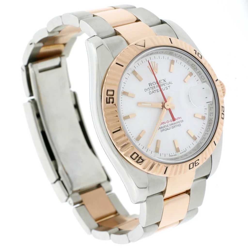 Rolex Datejust Thunderbird Turnograph 2-Tone 18K Rose Gold & Stainless Steel Original White Index Dial 36MM Oyster Watch 116261 - Image 4