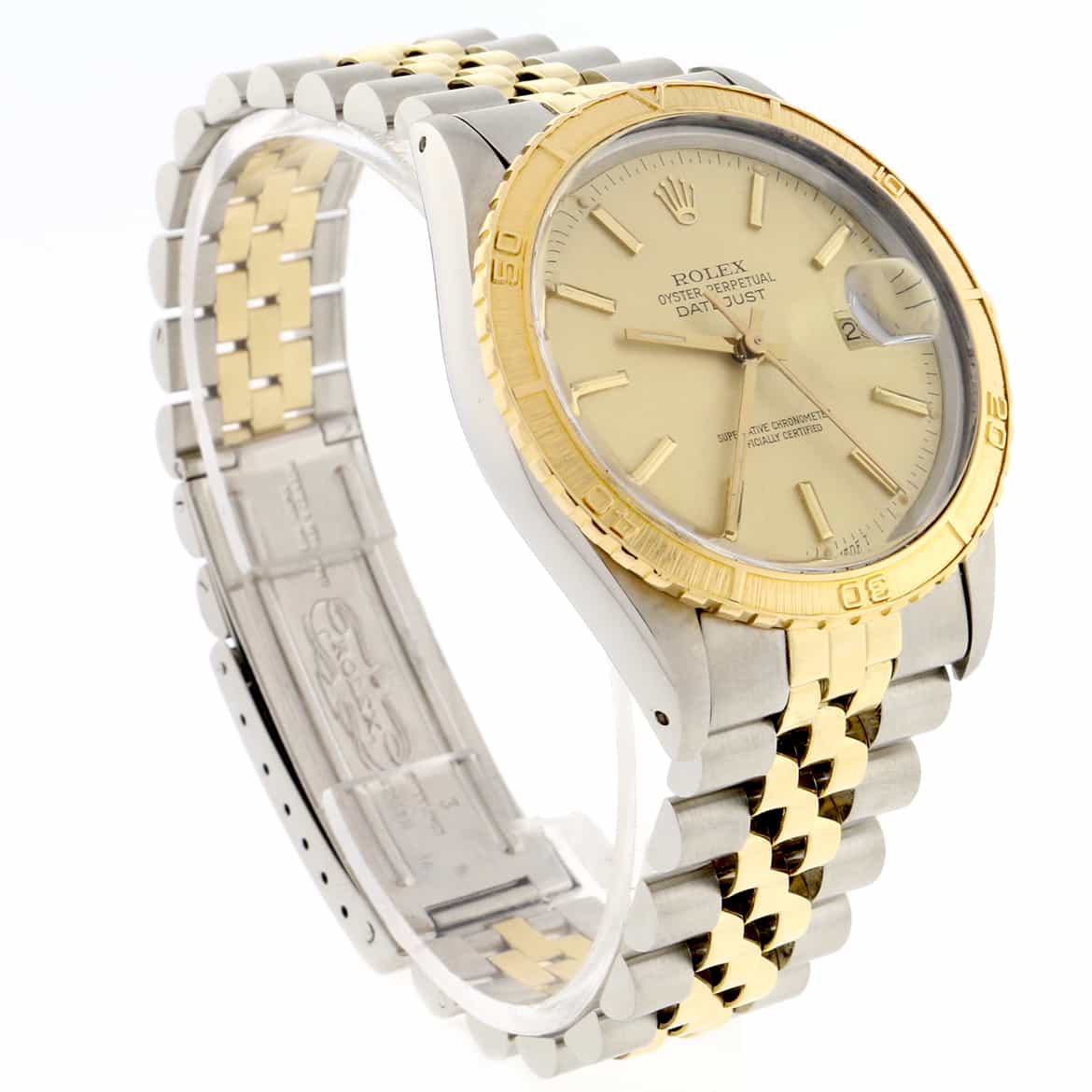 Rolex Datejust Thunderbird Turnograph 2-Tone 18K Yellow Gold & Stainless Steel Original Champagne Index Dial 36MM Jubilee Watch 16253 - Image 4