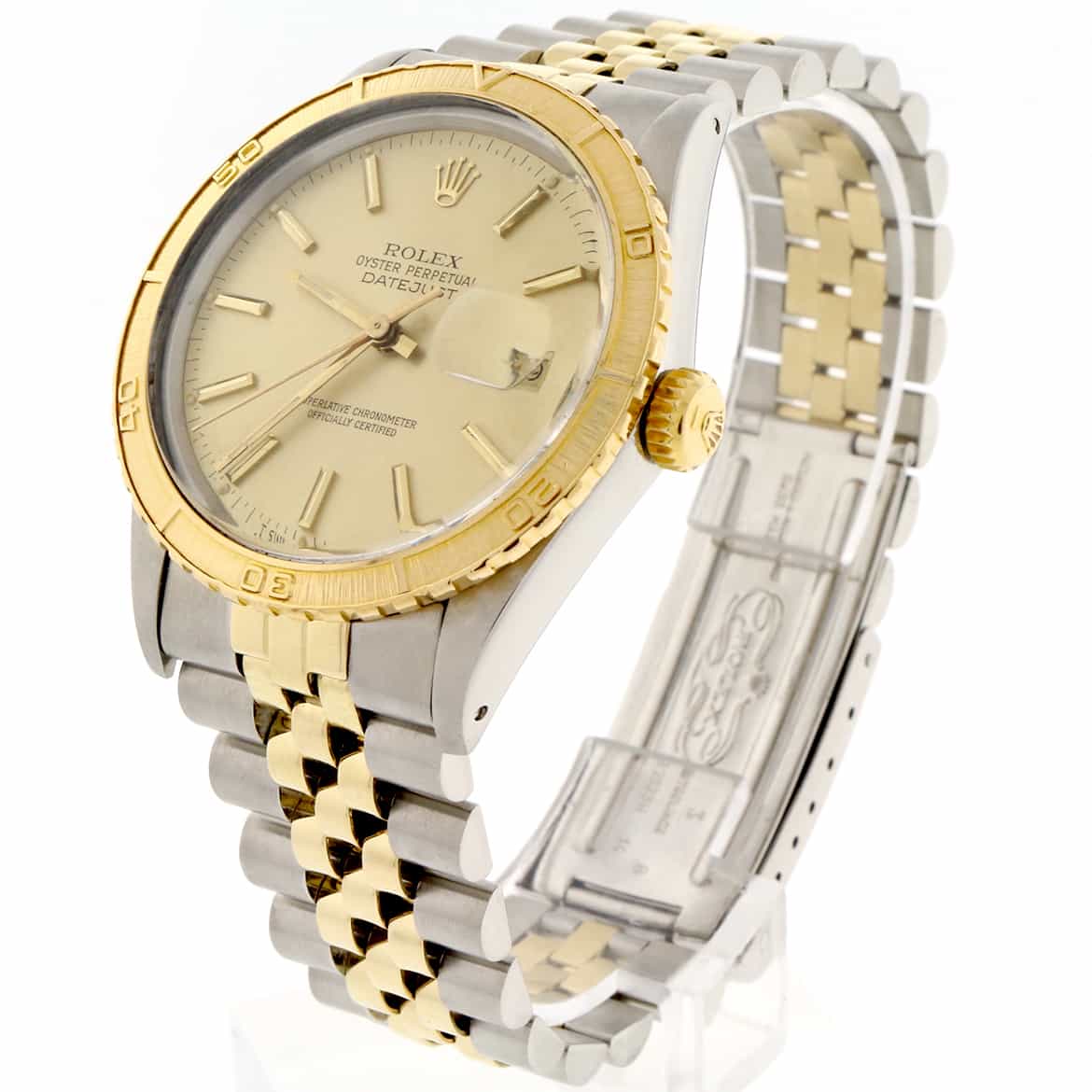 Rolex Datejust Thunderbird Turnograph 2-Tone 18K Yellow Gold & Stainless Steel Original Champagne Index Dial 36MM Jubilee Watch 16253 - Image 5