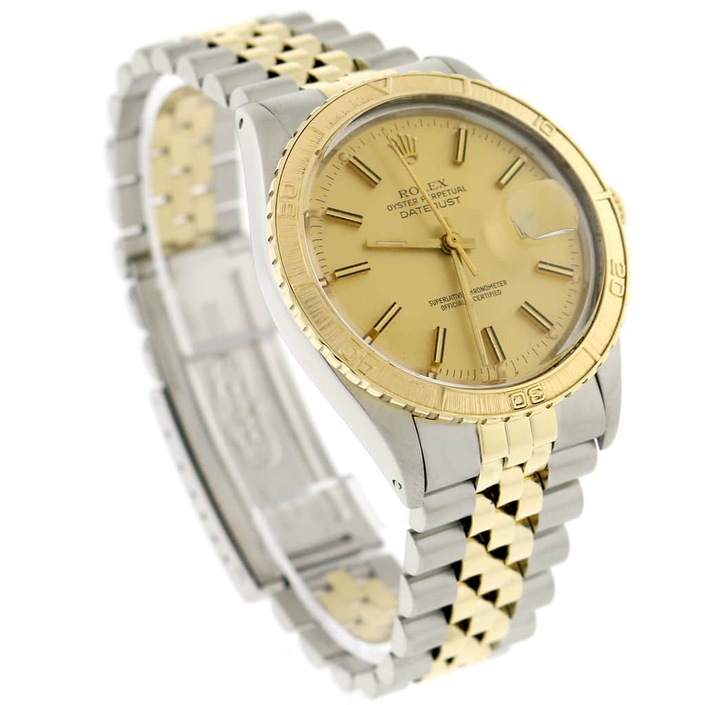 Rolex Datejust Thunderbird Turnograph 2-Tone 18K Yellow Gold & Stainless Steel Original Champagne Stick Dial 36MM Jubilee Watch 16253 - Image 5