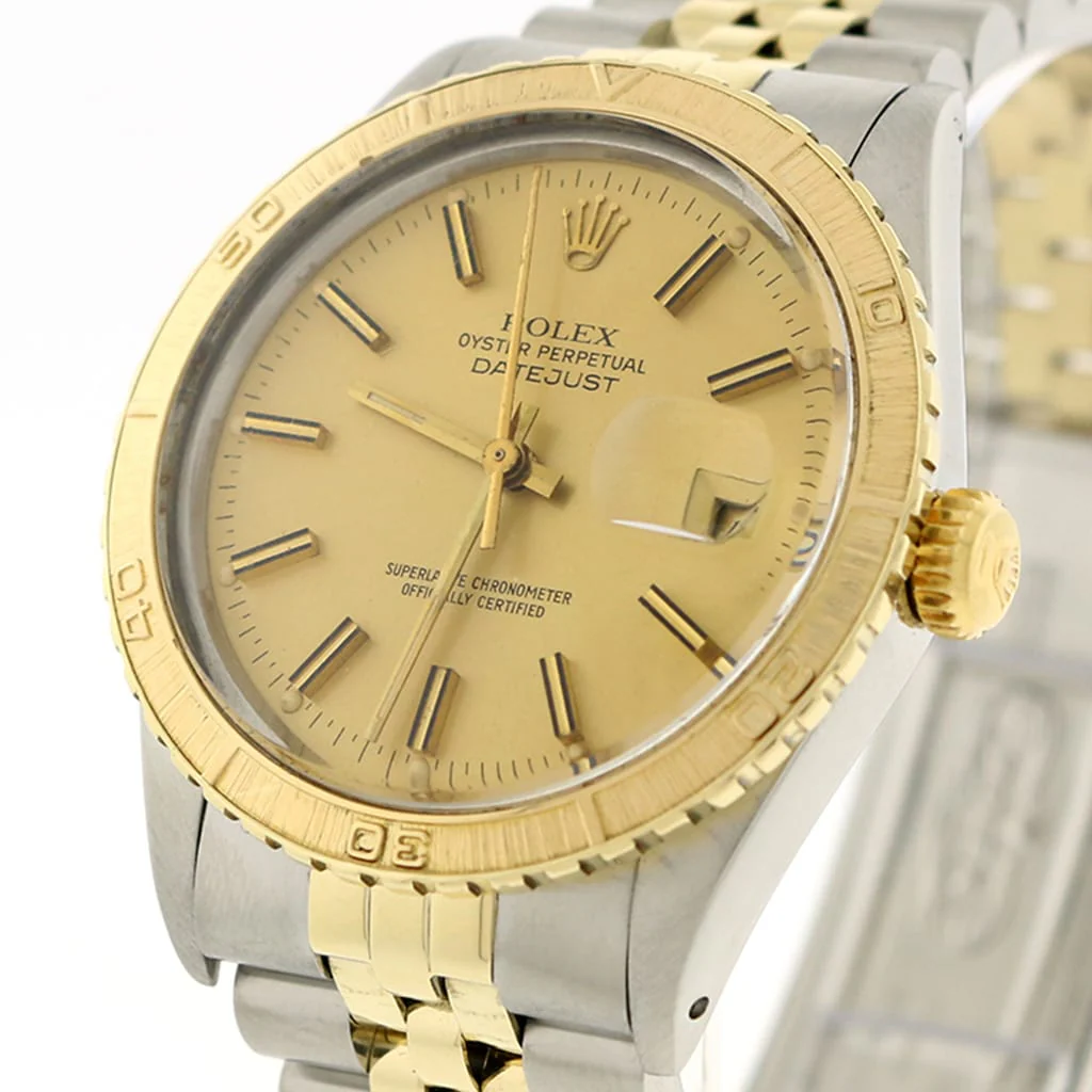 Rolex Datejust Thunderbird Turnograph 2-Tone 18K Yellow Gold & Stainless Steel Original Champagne Stick Dial 36MM Jubilee Watch 16253 - Image 6