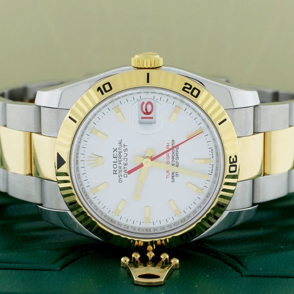 Rolex Datejust Thunderbird Turnograph 2-Tone 18K Yellow Gold & Stainless Steel Original White Index Dial 36MM Oyster Watch 116263 - Image 2