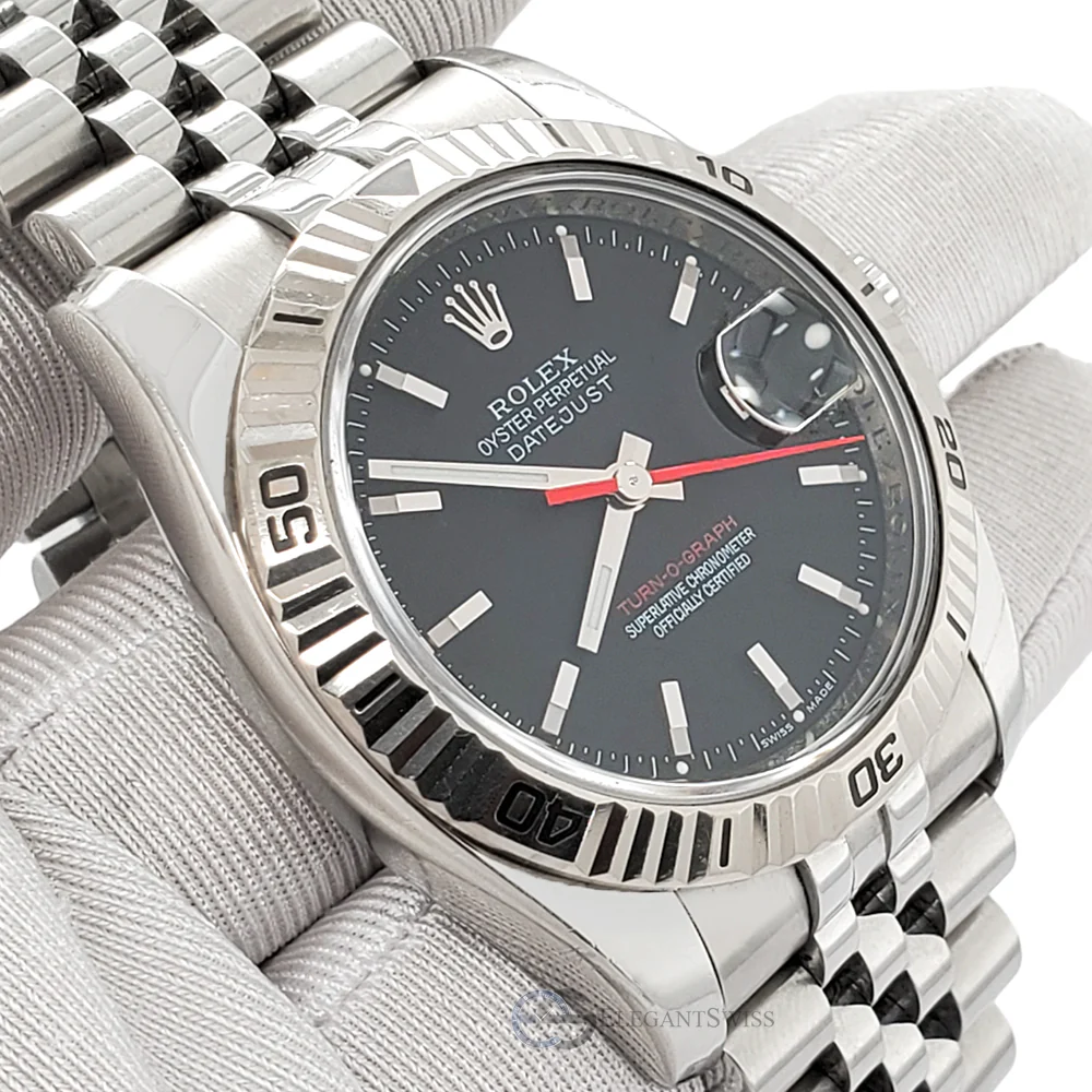 Rolex Datejust Turn-O-Graph 36mm Black Dial Stainless Steel Watch 116264