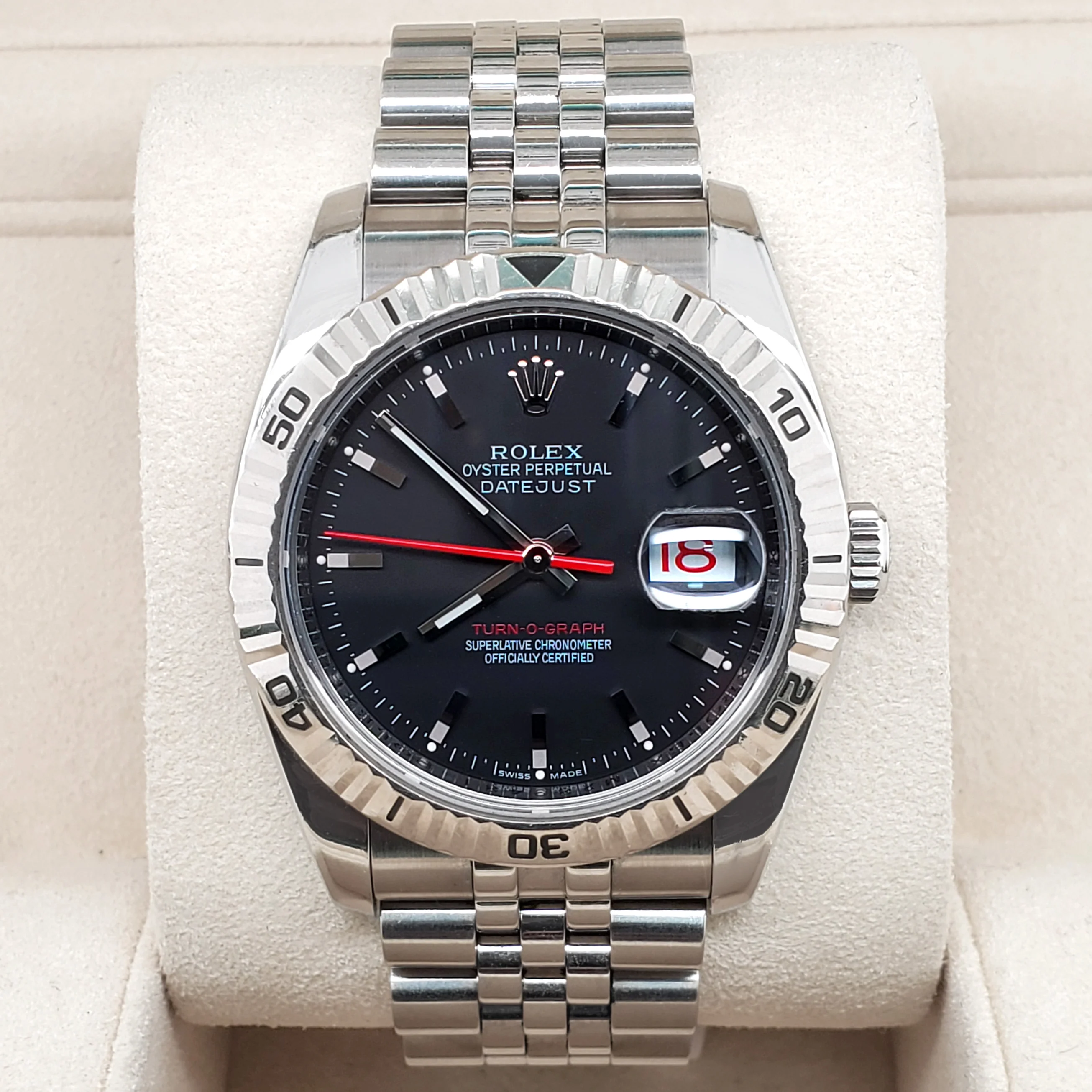 Rolex Datejust Turn-O-Graph 36mm Black Dial Stainless Steel Watch 116264 - Image 3