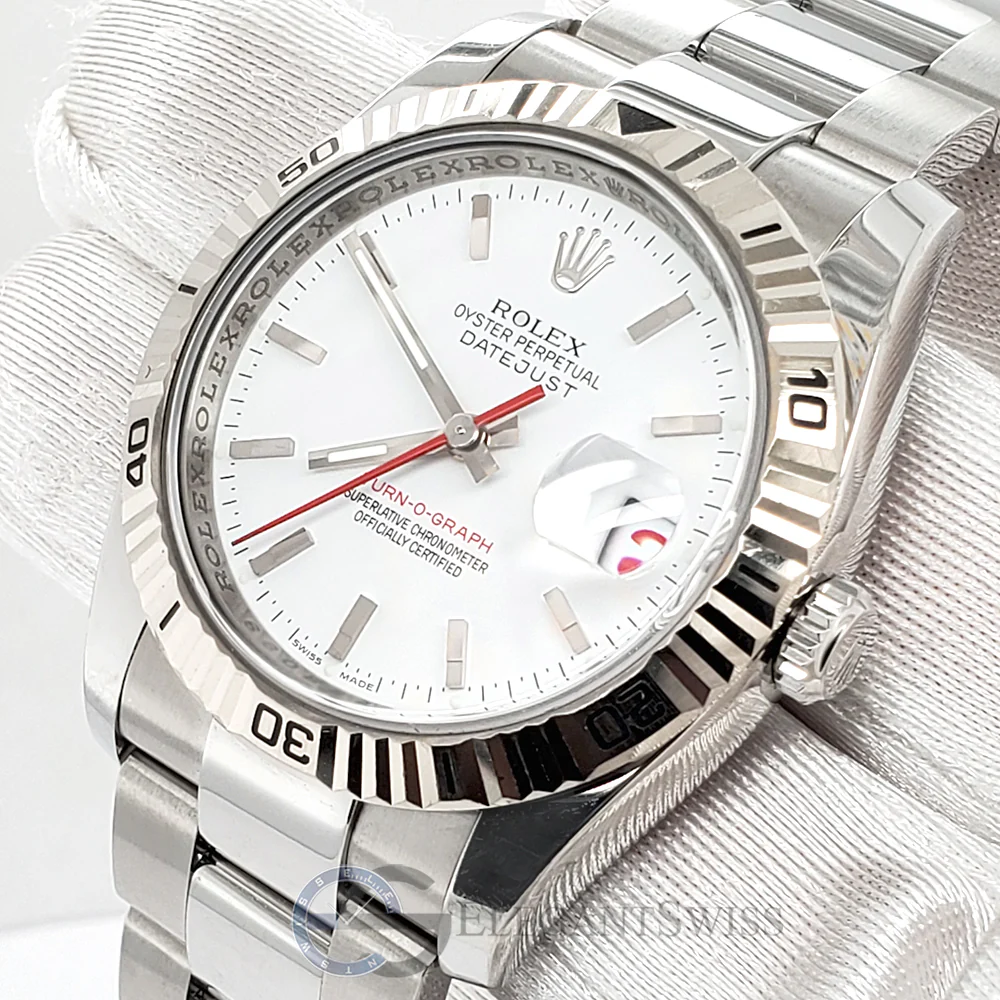 Rolex Datejust Turn-O-Graph 36mm White Dial Stainless Steel Watch 116264