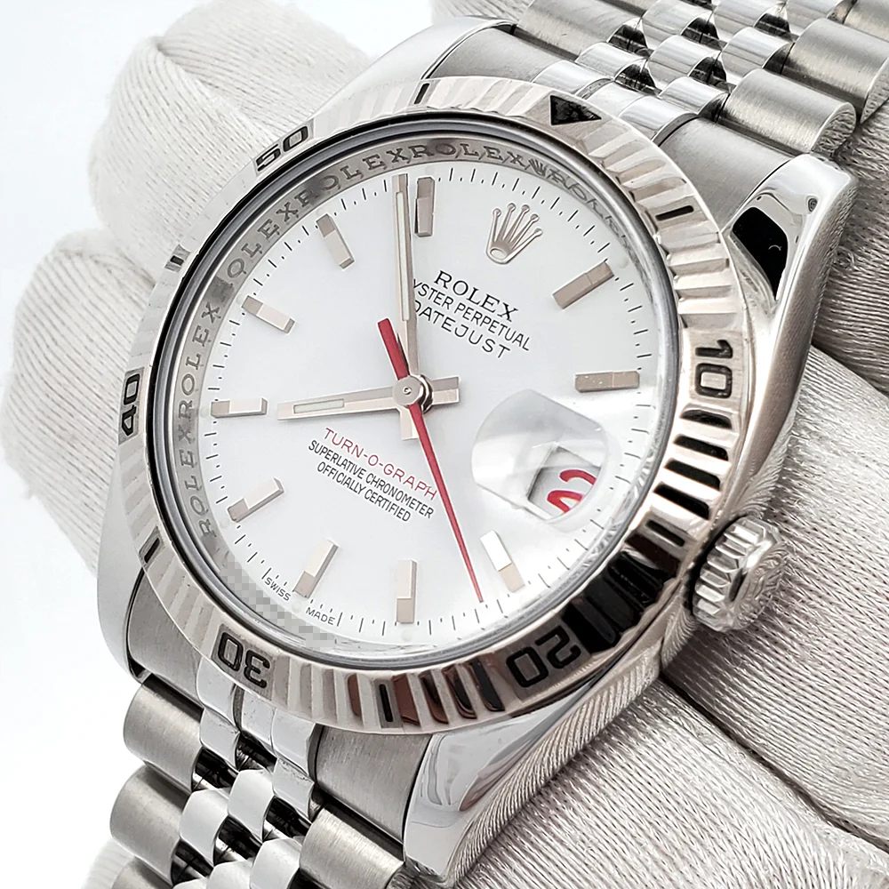 Rolex Datejust Turn-O-Graph 36mm White Dial Steel Jubilee Watch 116264 Box Papers - Image 2