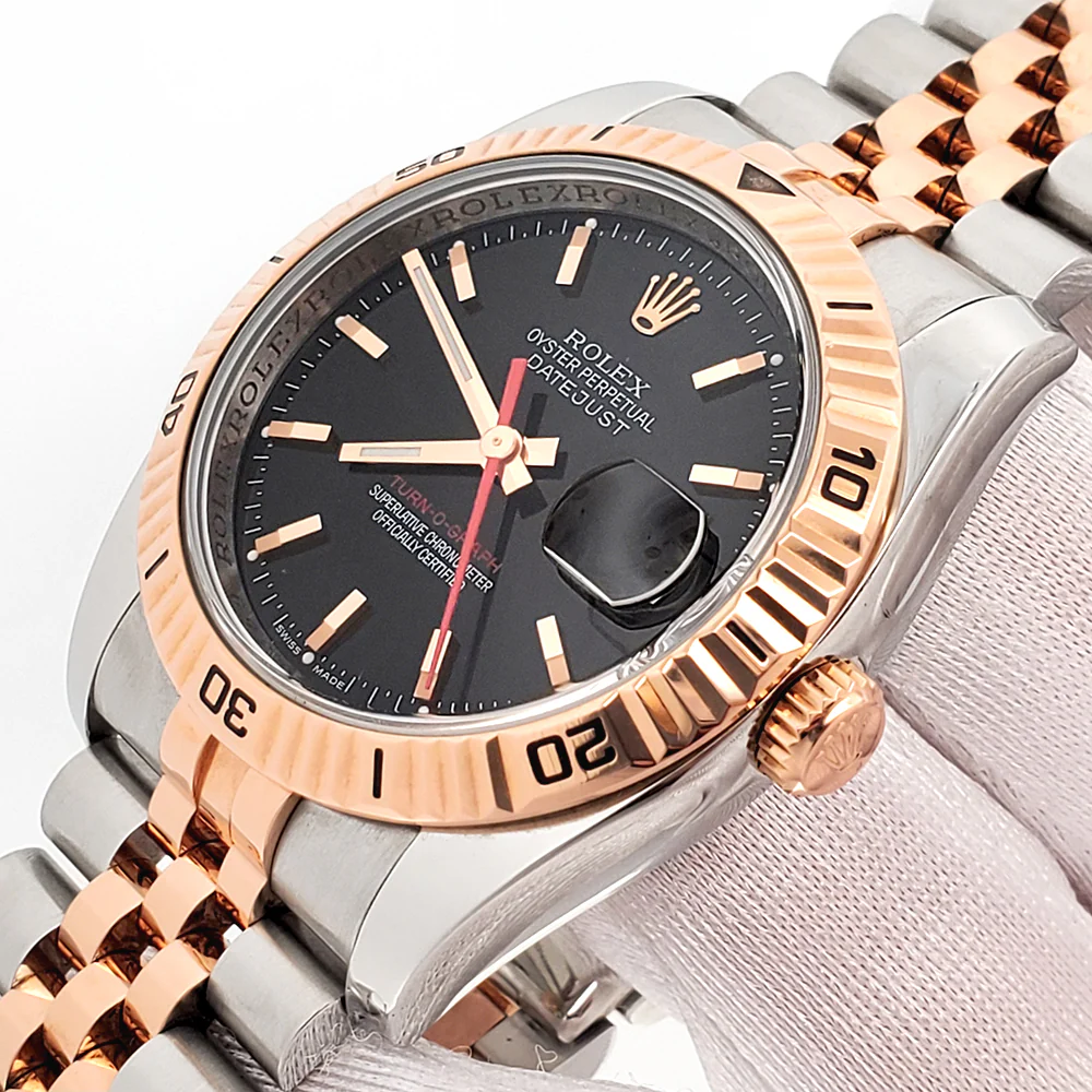 Rolex Datejust Turnograph 2-Tone Rose Gold/Steel Black Dial 36mm Jubilee Watch 116261 Box/Apr - Image 3