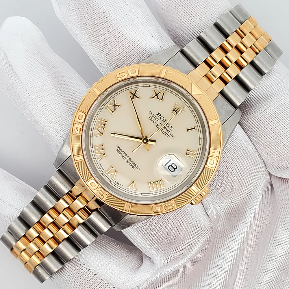 Rolex Datejust Turnograph 36mm 2-tone Cream Roman Dial Jubilee Watch 16263 - Image 2