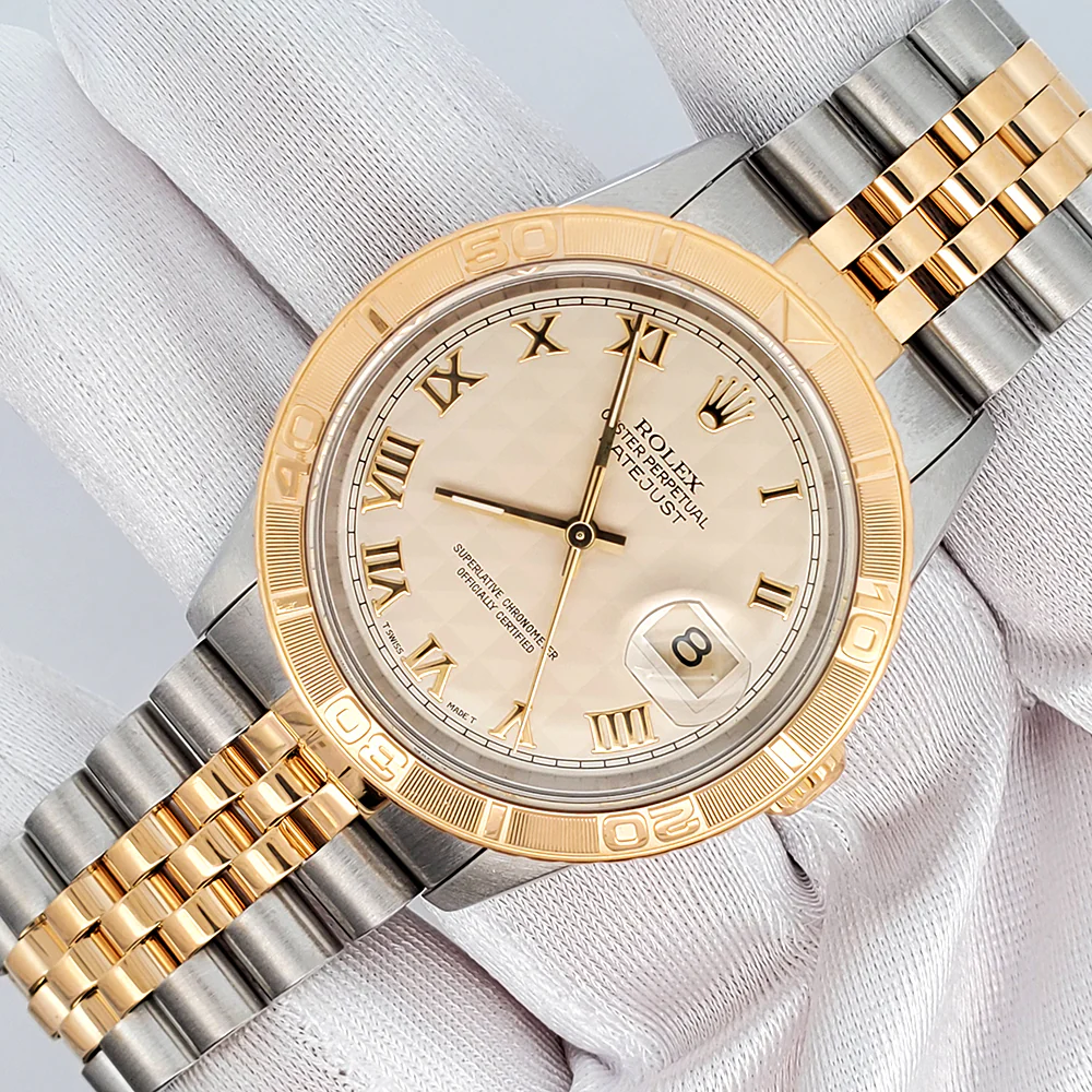 Rolex Datejust Turnograph 36mm 2-Tone Thunderbird Ivory Pyramid Roman Dial Watch 16263 - Image 2