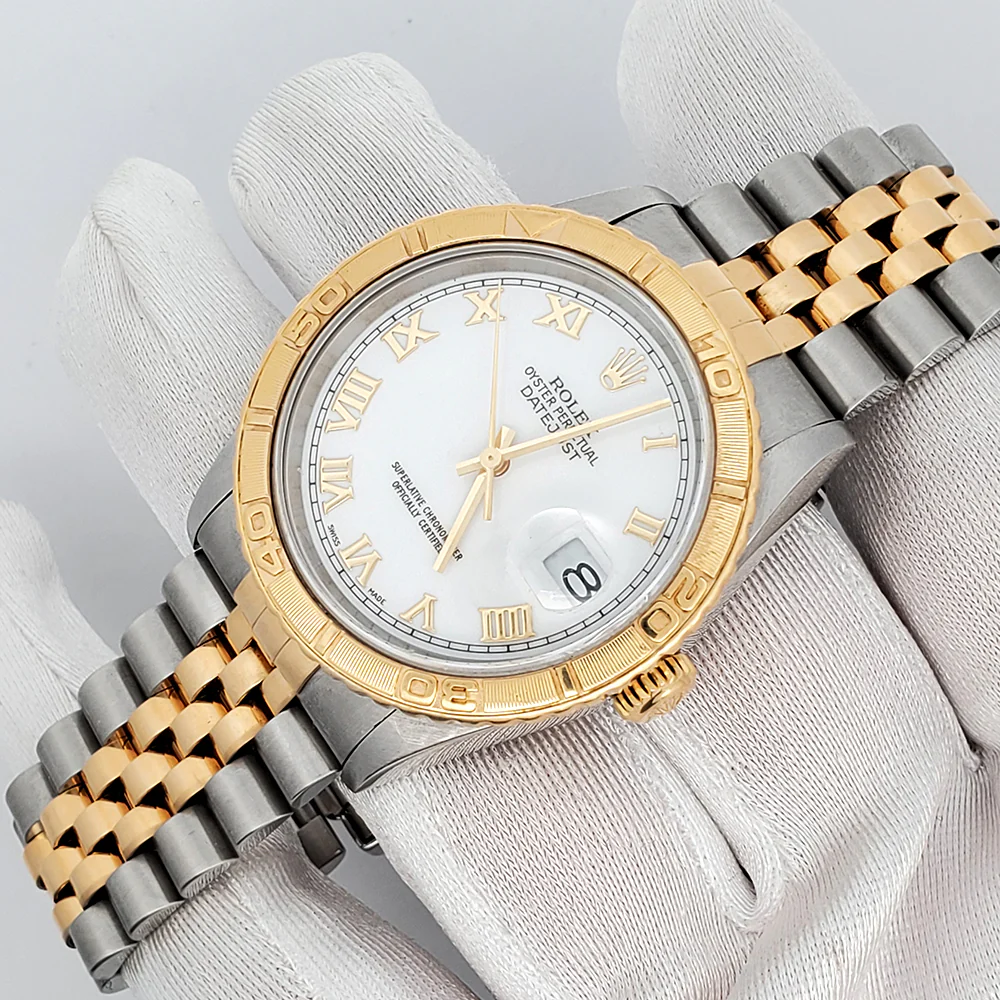 Rolex Datejust Turnograph 36mm 2-tone White Roman Dial Jubilee Watch 16263 - Image 2