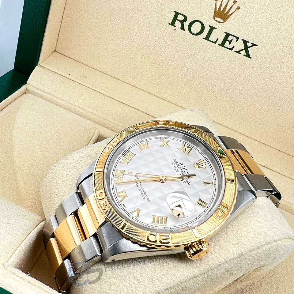 Rolex Datejust Turnograph 36mm Pyramid Dial Oyster Bracelet Yellow Gold Steel Watch 16263 - Image 2
