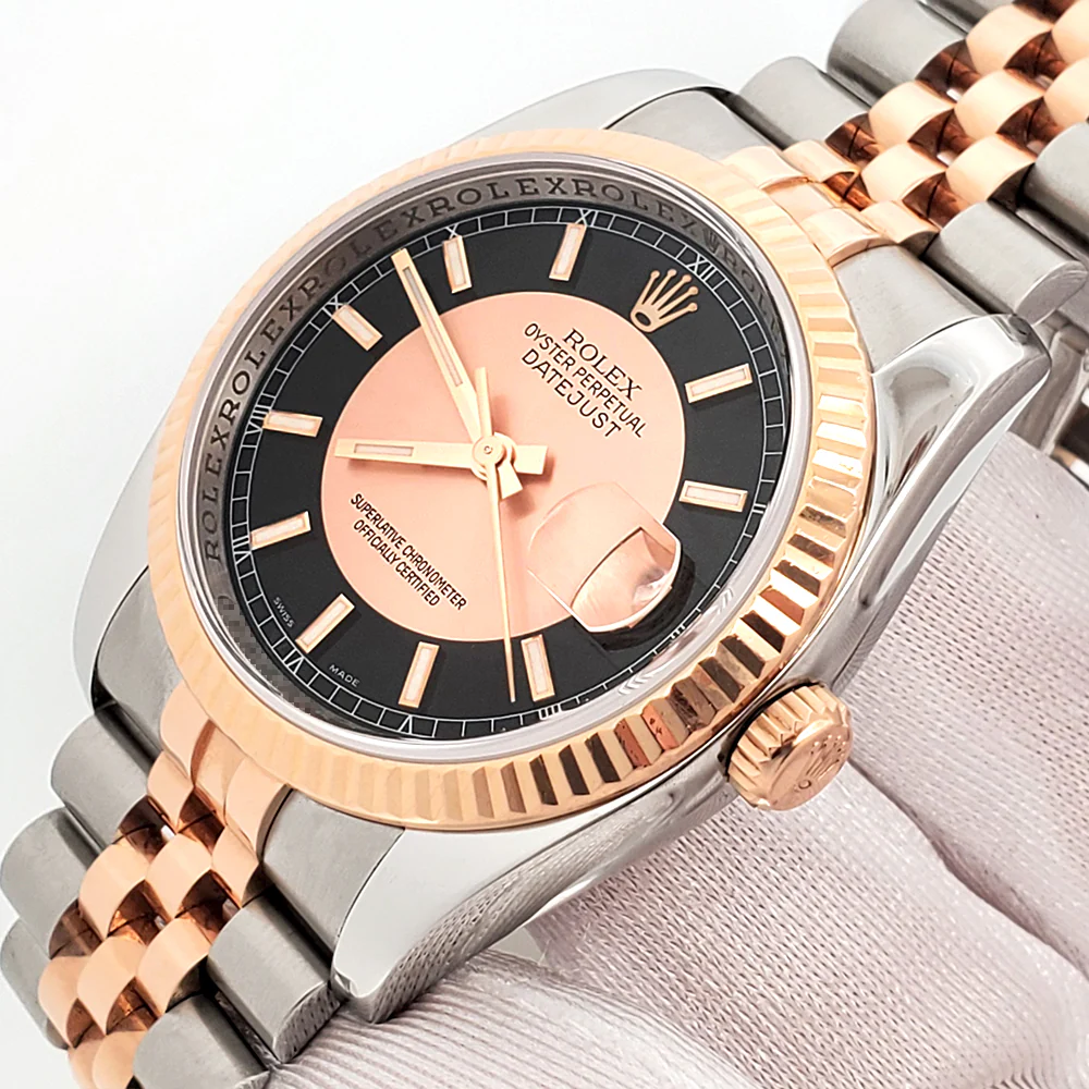 Rolex Datejust Tuxedo Dial 2-Tone Rose Gold/ Steel 36mm Watch 116231 Box Papers - Image 3