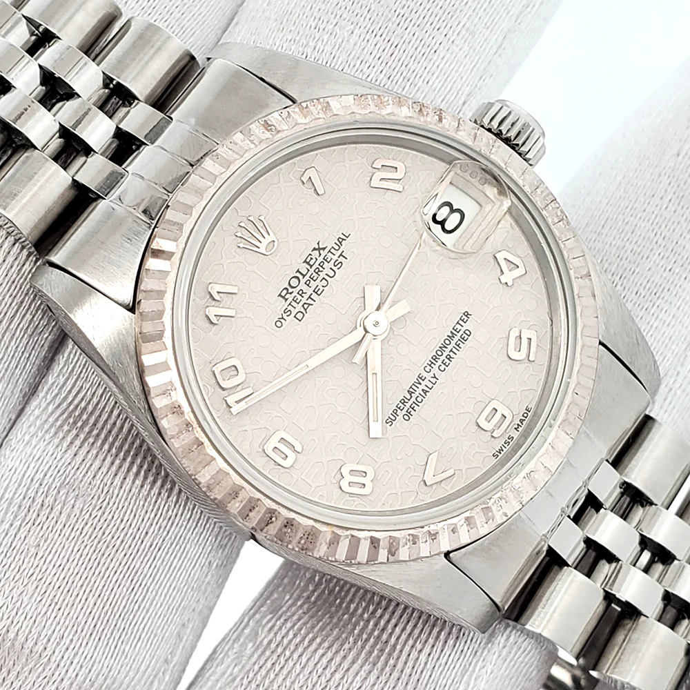 Rolex Datejust White Gold Fluted Bezel Jubilee Arabic Dial Steel 31mm Watch 68274 - Image 2