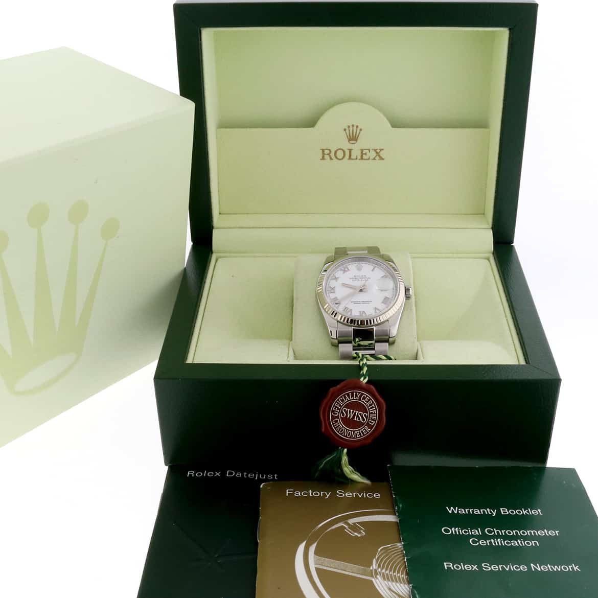 Rolex Datejust White Roman Dial 36MM White Gold Bezel Automatic Steel Oyster Watch 116234 - Image 3