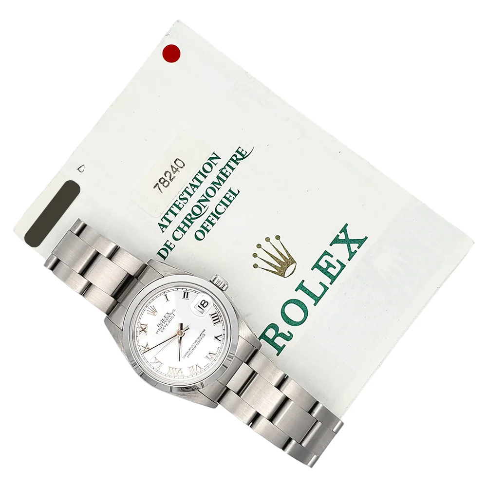 Rolex Datejust White Roman Dial Steel Oyster 31mm Watch 78240 Papers - Image 3