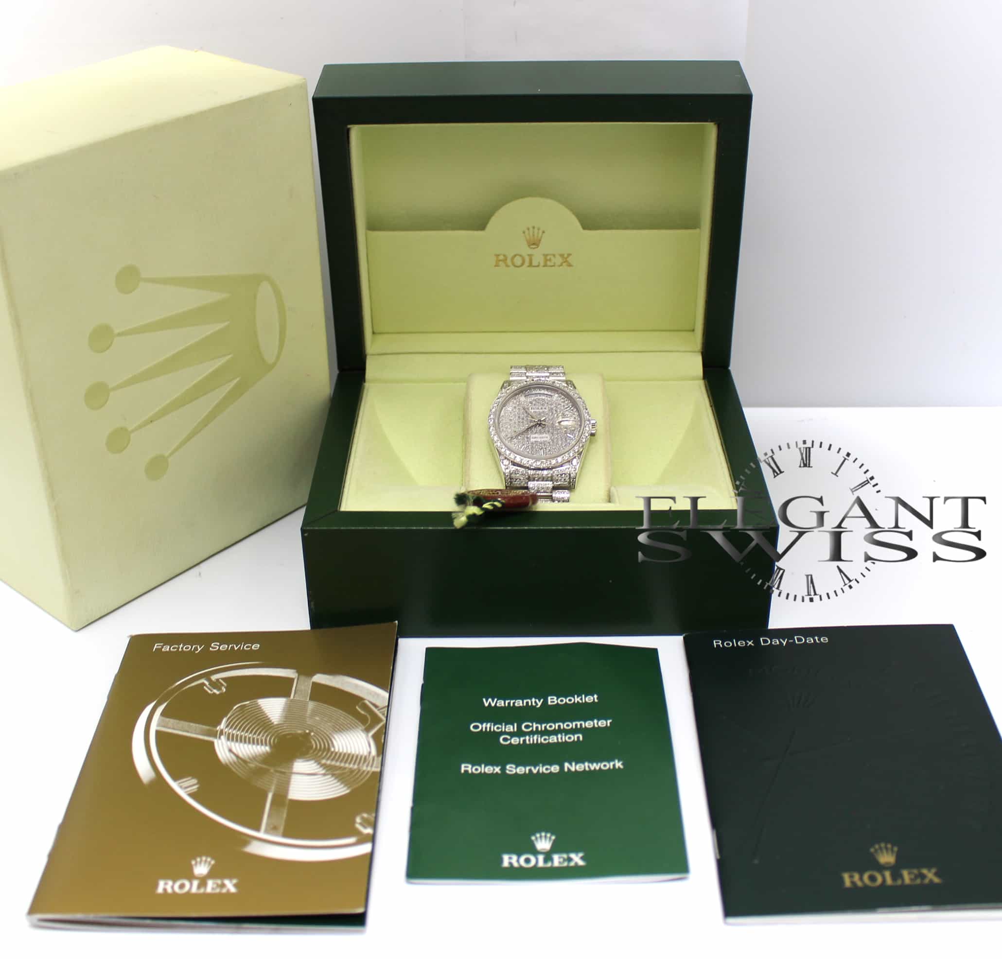 Rolex Day-Date 18K White Gold Double Quickset Diamond Dial 36MM Mens Diamond Watch 18239 - Image 3