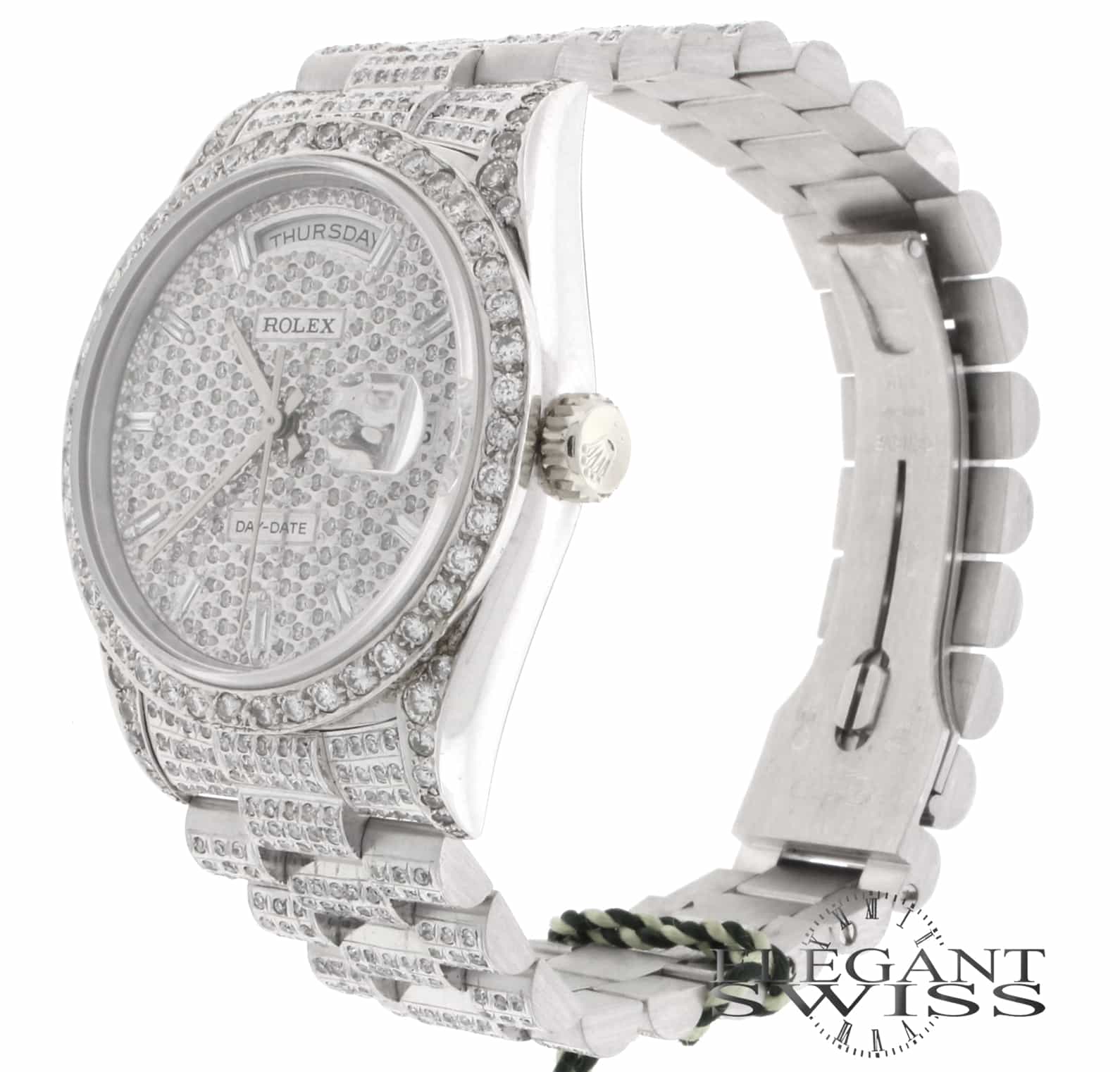 Rolex Day-Date 18K White Gold Double Quickset Diamond Dial 36MM Mens Diamond Watch 18239 - Image 5