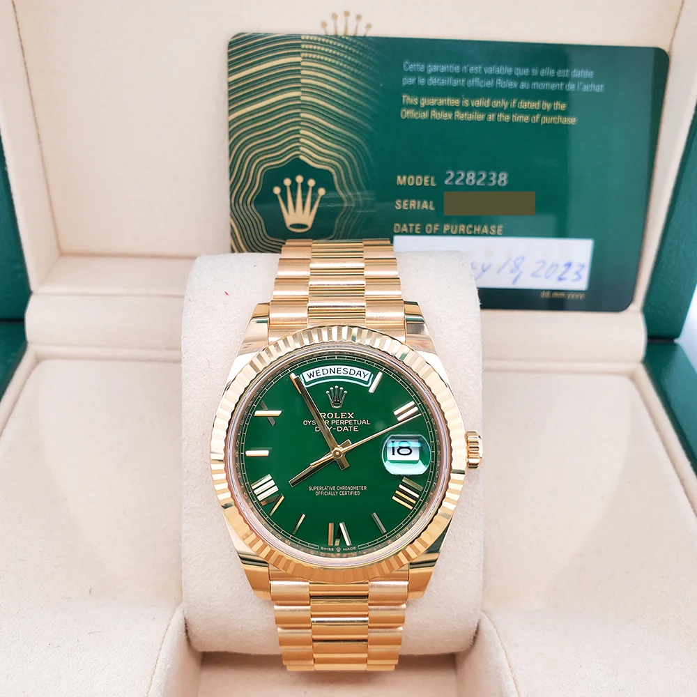 Rolex Day-Date 40 President 228238 Green Dial Yellow Gold Watch 2023 Box Papers - Image 3