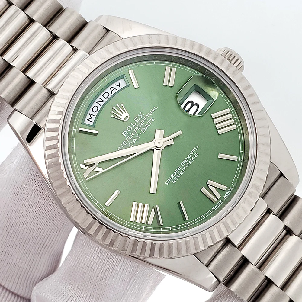 Rolex Day-Date 40 President 228239 Olive Green Roman Dial White Gold Watch Box/Papers/Tag - Image 2