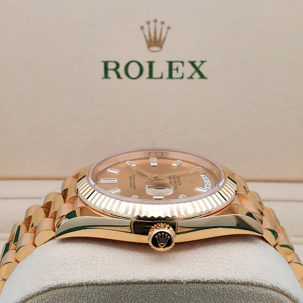 Rolex Day-Date 40 President Yellow Gold Factory Champagne Baguette Diamond Dial Watch 228238 Box Papers - Image 5
