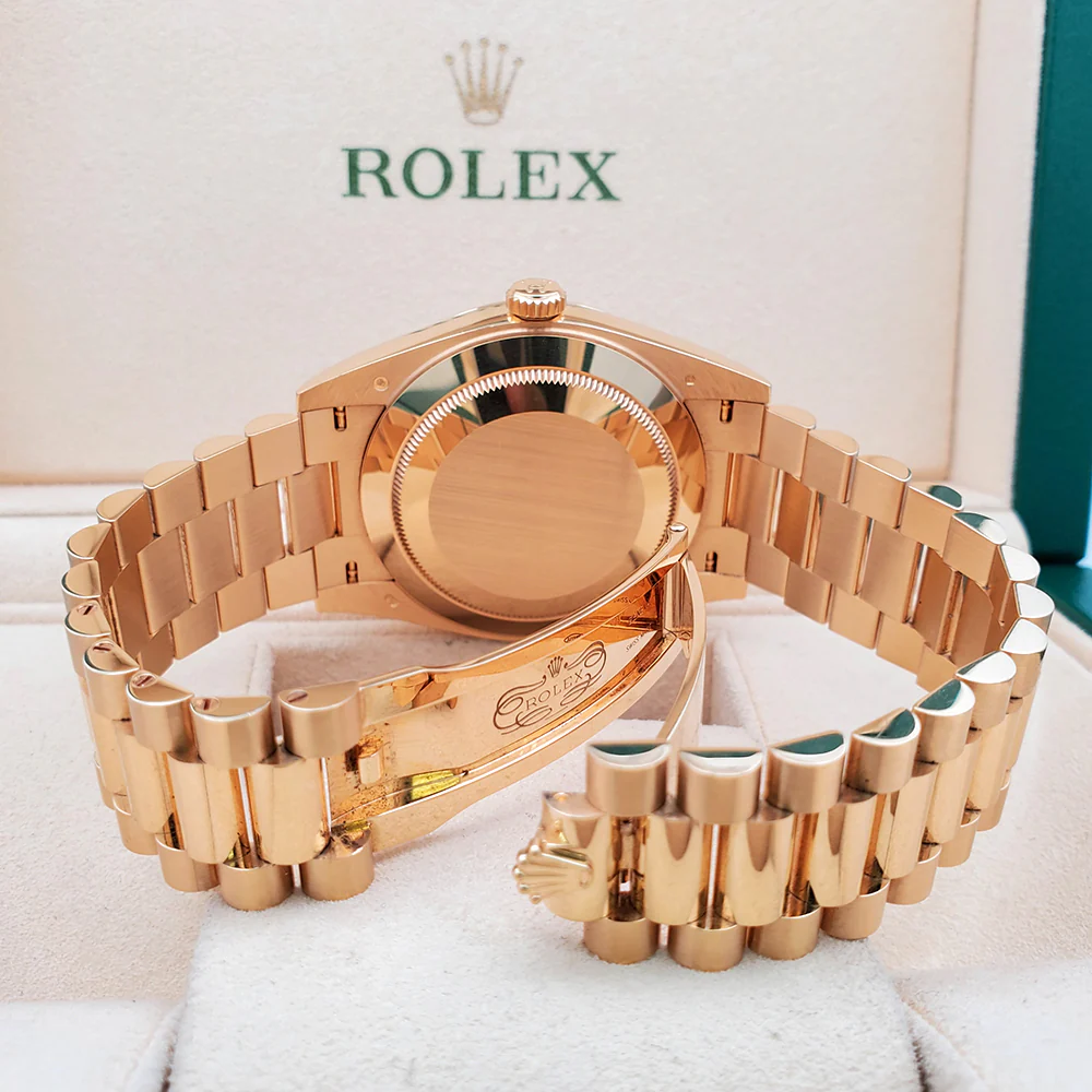 Rolex Day-Date 40 President Yellow Gold Factory Champagne Baguette Diamond Dial Watch 228238 Box Papers - Image 8