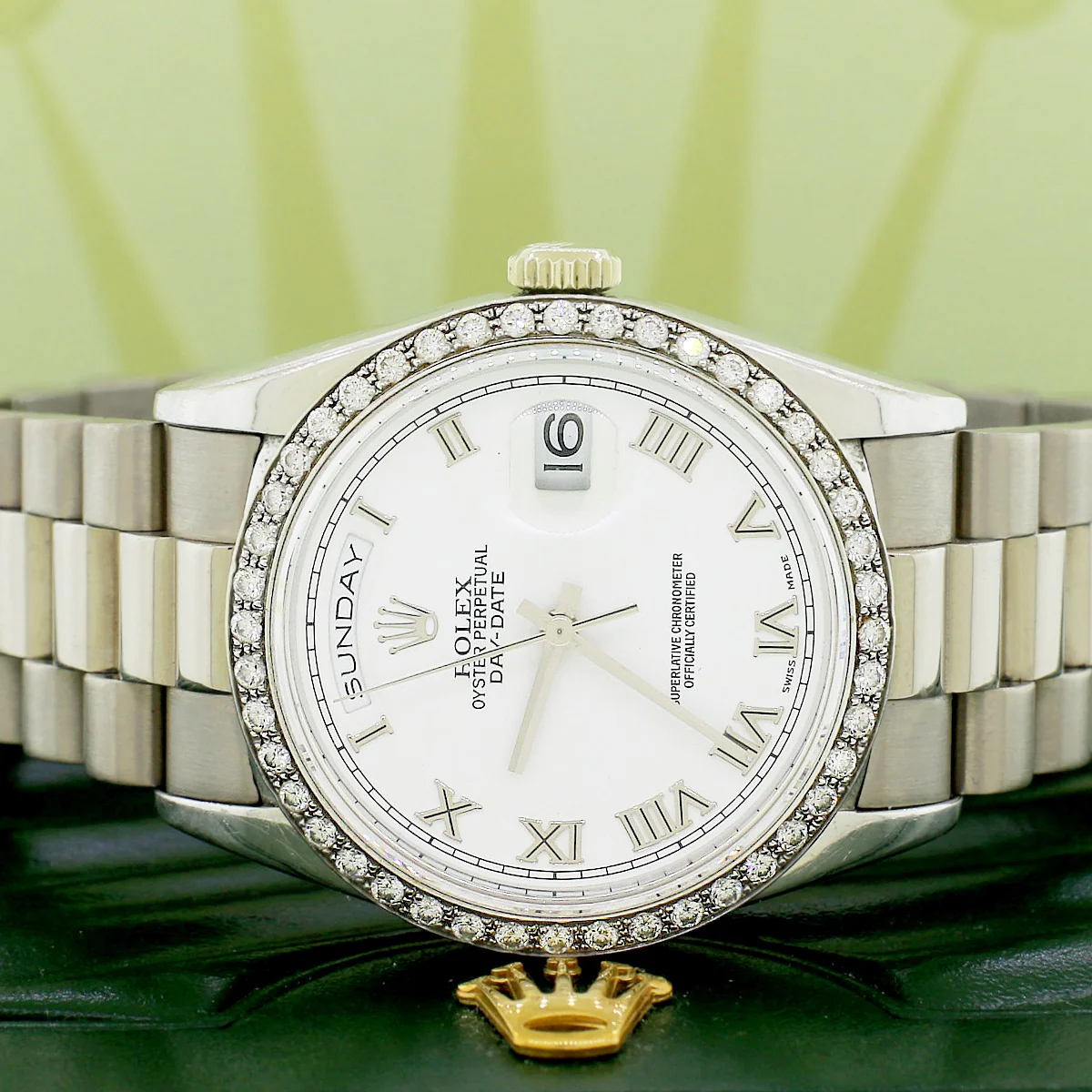 Rolex Day-Date Double Quick White Gold 36mm White Roman Dial 18239 - Image 2