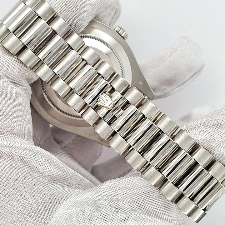 Rolex President Day-Date II 41mm Platinum Black Concentric Arabic Dial 218206 Box Papers - Image 4