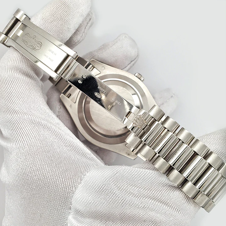 Rolex President Day-Date II 41mm Platinum Black Concentric Arabic Dial 218206 Box Papers - Image 5