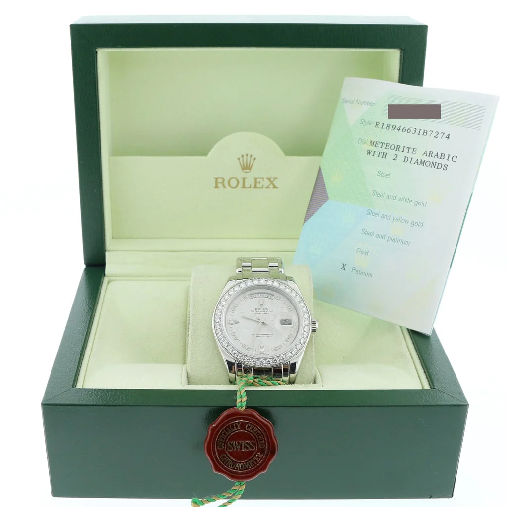 Rolex Day-Date Special Edition Masterpiece Platinum Factory Meteorite Diamond Dial & 40 Diamond Bezel 39MM Automatic Watch 18946 - Image 3