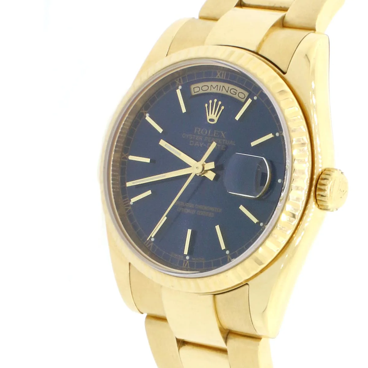 Rolex Day-Date Yellow Gold Blue Dial 36MM Automatic Mens Oyster Watch 118208 - Image 6