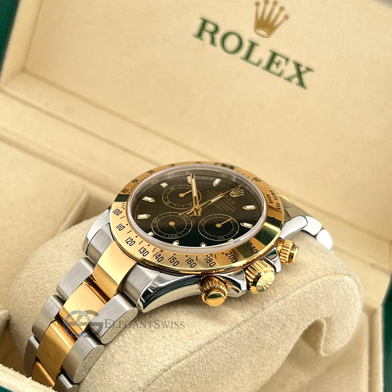 Rolex Daytona 40mm Black Dial Steel Yellow Gold Watch 116523 Box Papers - Image 2