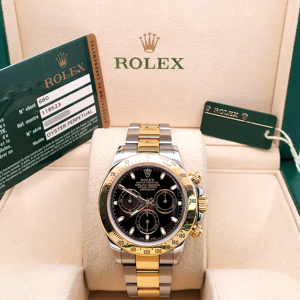 Rolex Daytona Black Index 2-Tone 40mm Watch 116523 Box/ Papers/Tag - Image 4